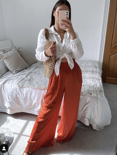 Pantalone zara rame - rame, flowing