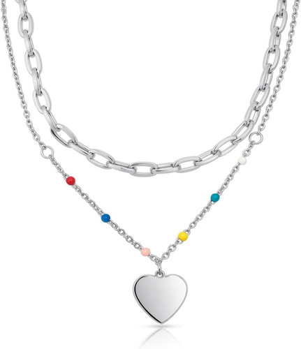 Collana multistrato argento - in,