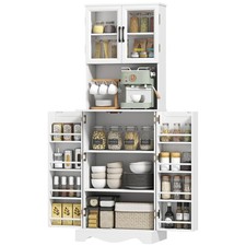 HOMCOM Mobile Cucina con 2 Armadietti e 8 Ripiani 60x39.5x179.6 cm Bianco