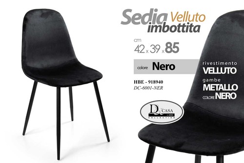 Sedia velluto nera - sedia,