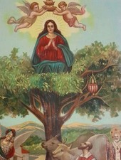 a7 Stampa Santino Cromolitografia  Madonna Dell' Incoronata Canedi Milano