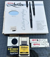 Set calligrafia penna artistica Rotring vintage Germania set 3 penne con inchiostro e custodia