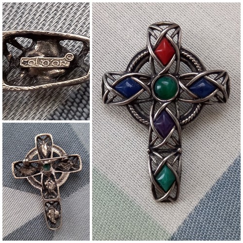 Vintage spilla metallo croce - spilla,