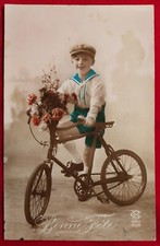 CARTOLINA  BAMBINO SU BICI