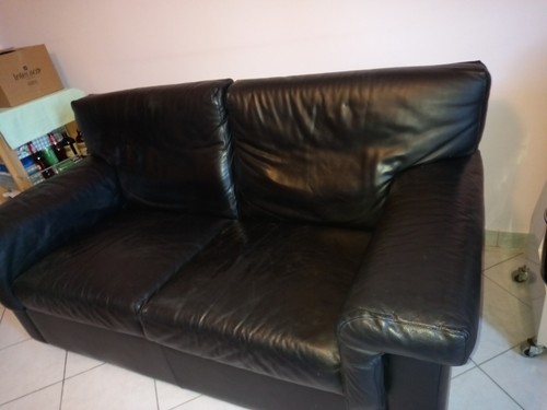 Divano vera pelle nera - in,