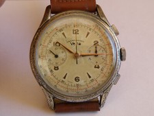 VETTA-CRONO MANUALE-VALJOUX 22-RUOTA A COLONNE-OVERSIZE(40 MM)-SCATOLA-RARISSIMO