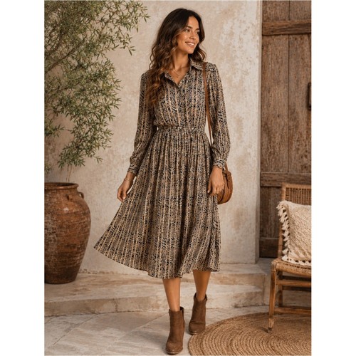 Abito midi boho - paisley, manica