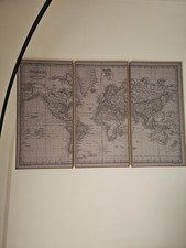 Trittico Maison du monde grigio con stampa mappamondo