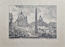 Incisione Acquaforte Piranesi RIPRODUZIONE Piazza del Popolo Roma Veduta Antica