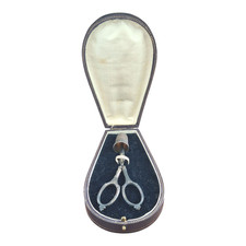 Antico set cucito argento sartoria Art Nouveau Liberty forbice ditale