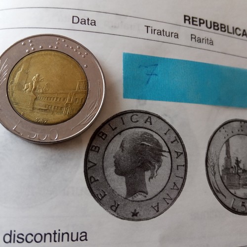 Moneta 500 lire del - 500, 1987.