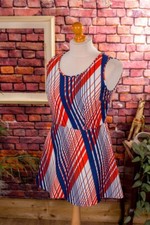 Vintage Originale 70er DDR Vestitino Discoteca Vestito Corto Colorato Strisce