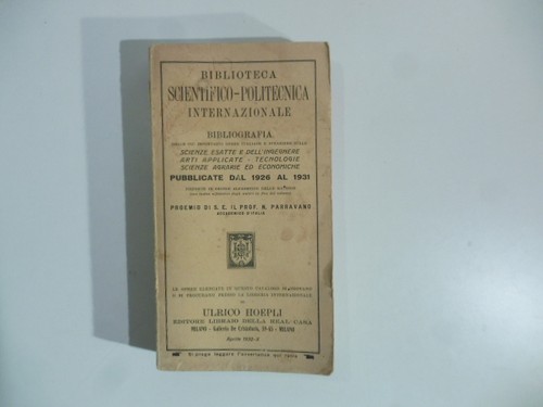 Bibliografia hoepli scienze - bibliografia,