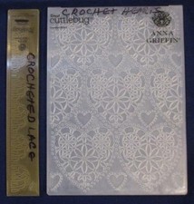 Cricut Cuttlebug Anna Griffon cartella in rilievo RARA RITIRATA cuore all'uncinetto