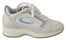 ALBERTO GUARDIANI Scarpe Macaron Crema Sneakers Logo Stringate Donna EU36/US 5,5