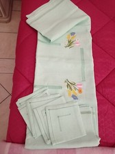 Tovaglia Lino 100% x 12 Ricamo a Mano 