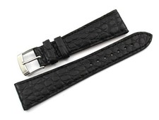 Cinturino Vera Pelle Coccodrillo Nero 22/16mm Fatto a Mano Made Italy Ricambi