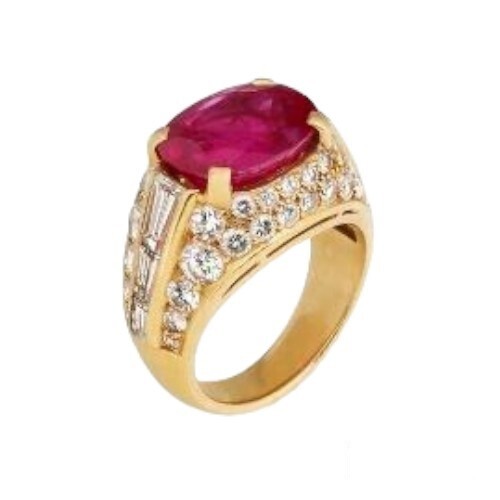 Anello con rubino rosso - , creato