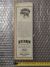 Antica pubblicità 1925 binocoli Carl Zeiss Milano DA INCORNICIARE