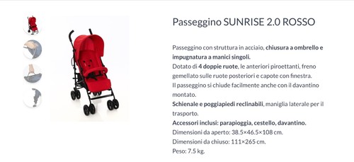 Passeggino giordani rosso - passeggino,