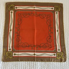 Sciarpa vintage Oleg Cassini multicolore 100% seta 31”x31” quadrata oro corda arancione