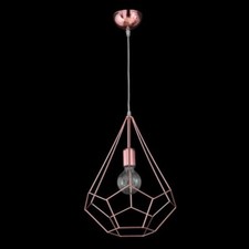 Lampadario In Metallo Rame 1 Luce Sospensione Moderna Vintage Classica Gabbia