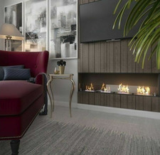 Camino bioetanolo 155 x40 cm incasso 4 bruciatori con vetro Chalet dissaldato bi