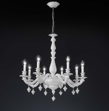 Lampadario classico lusso ceramica bassano bianco a 8 luci luxury r002