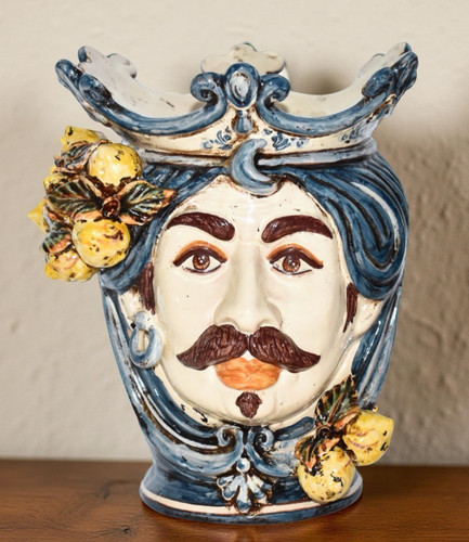 Testa moro vaso ceramica - testa,