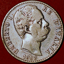 1883 2 Lire Italy Umberto I