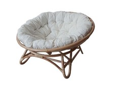 Poltrona vimini in rattan naturale. Papasan Ø 115 Cuscino trapuntato incluso