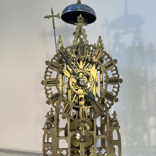 Antique skeleton clock fusee - clock,