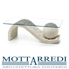 TAVOLINO CON BASE IN PIETRA FOSSILE STONES ONDA - Chiama x sconto