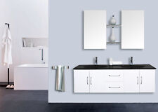 MOBILE BAGNO ARREDO BAGNO COMPLETO PENSILE 120CM BIANCO DOPPIO LAVABO RUBINETTO