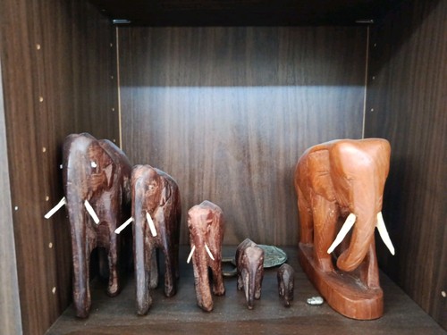 Elefanti legno intagliato anni - legno,