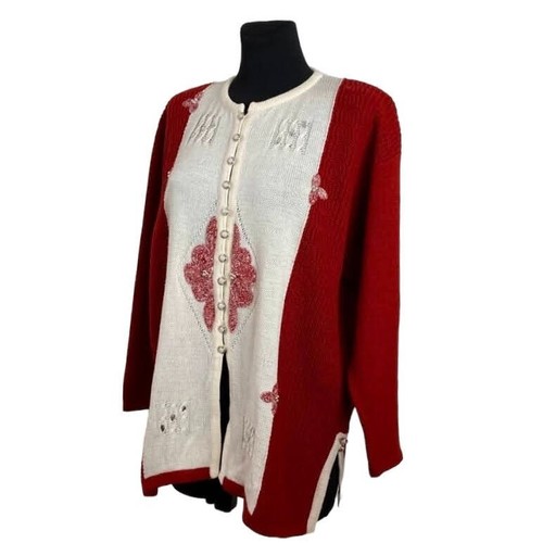 Cardigan vintage anni rosso - cardigan,