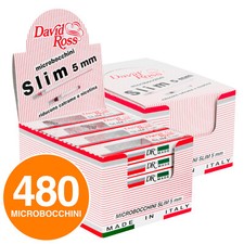 480 Microbocchini David Ross per Sigarette Slim 5mm in Plastica Riutilizzabili