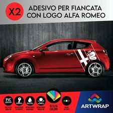 Coppia Adesivi Sticker ALFA ROMEO MITO FASCIA FIANCATA BISCIONE