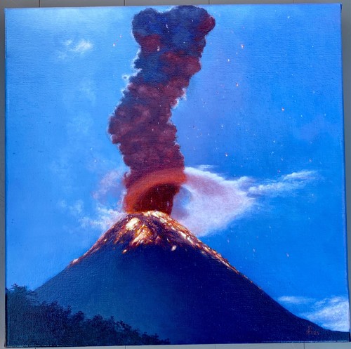 Vulcano eruzione pittura - in,
