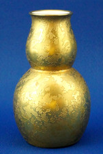 Hutschenreuther VASO a zucca porcellana decoro in oro a mappamondo GERMANIA 1900