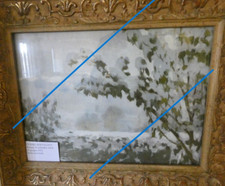 Cesare Bertolotti firmato, scena campagna invernale pittore brescia