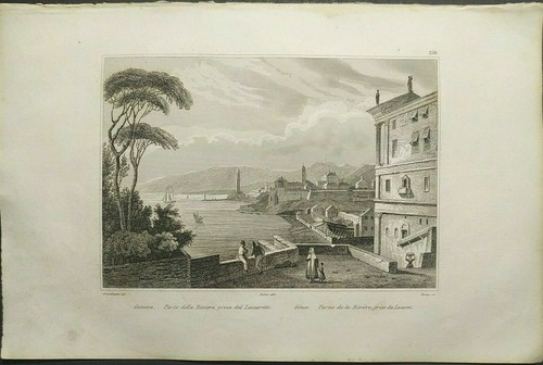 Stampa antica veduta genova - antica,