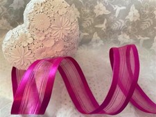 FUNKY FUCSHIA rosa caldo raso e organza trasparente - nastro bordo filo di lusso BASSO STOCK