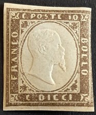 [FASISAR0012] SARDEGNA IV em. 1861 10c. bruno grigio olivastro [S.14Cg] NUOVO **