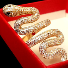 PREGIATO ANELLO SERPENTE LIBERTY '20s ALTO CM.4,5, BRILLANTI,ARGENTO-ORO GIALLO!