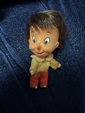Bambola Pinocchio vinile vintage anni 60 Giappone vestiti cuciti a mano Squishy rara Disney