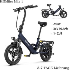 HillMiles Mile 1 Bicicletta Elettrica 250W 36V 10.4Ah Pieghevole City Ebike 14''