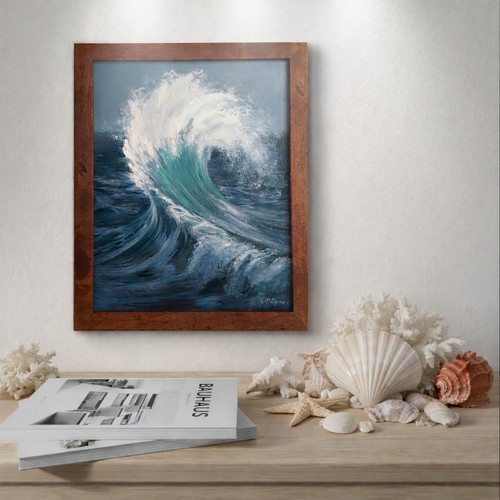 Quadro olio paesaggio - , marino