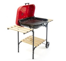 Barbeque a carbone con ruote, griglia regolabile e coperchio BBQ Efesto (y9J)