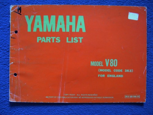 Yamaha v80 modello - 3k3, elenco